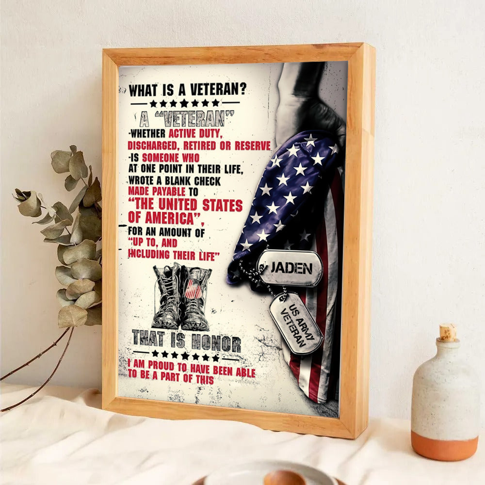 Personalized Name Proud Veteran - Personalized Poster/Canvas Print - Gift For Military Veteran Dad Grandpa Veteran