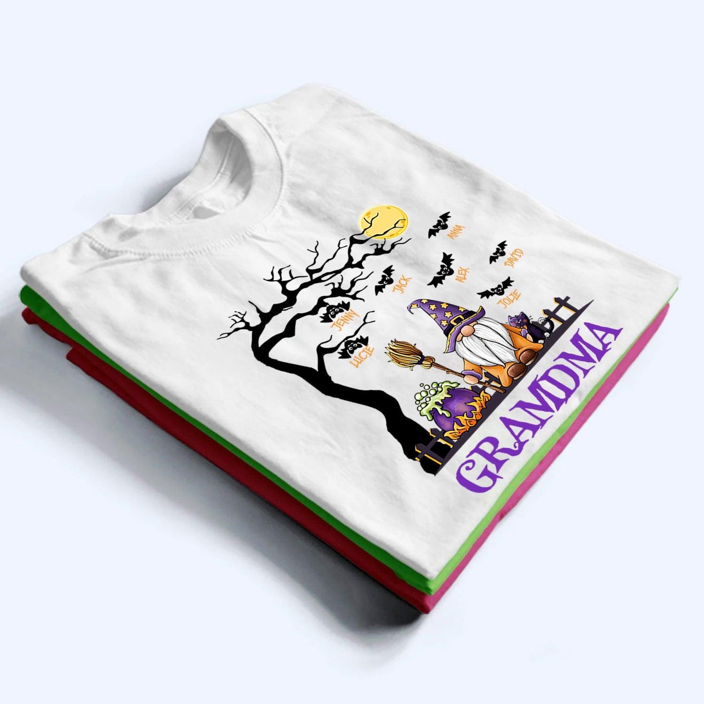 The Old Wizard Of Halloween - Personalized Custom T Shirt - Halloween Gift for Grandma/Nana/Mimi, Mom, Wife, Grandparent