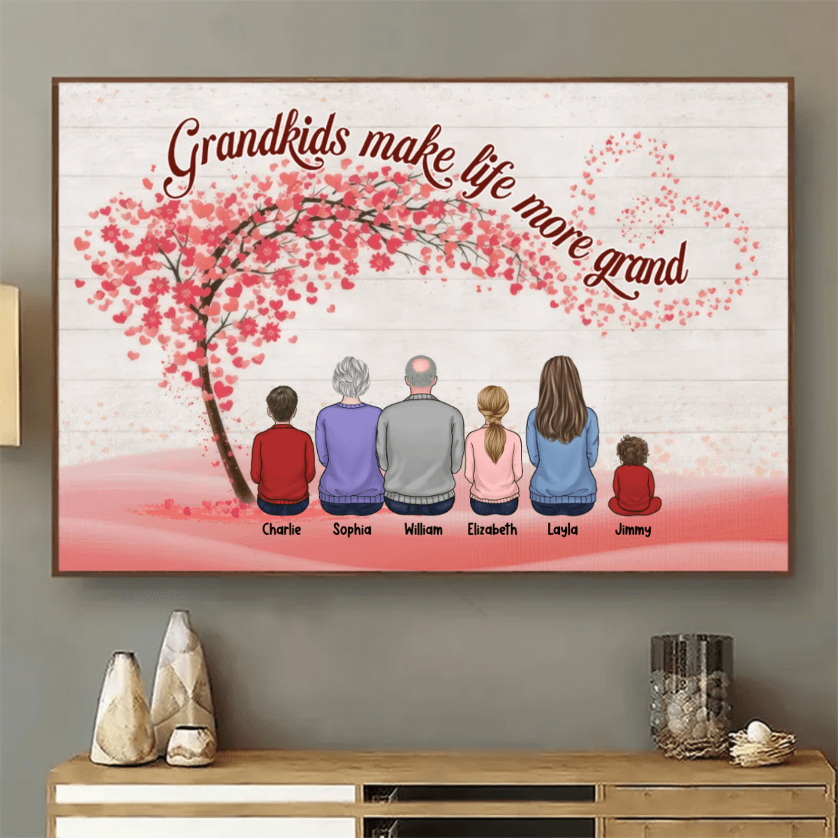 Grandparents & Grandkids Forever Linked Together - Personalized Family Gift For Grandma, Grandpa, Grandparent | Poster