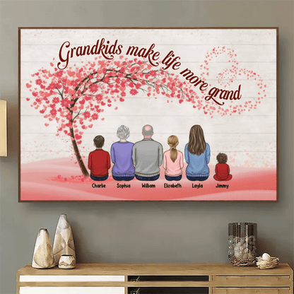 Grandparents & Grandkids Forever Linked Together - Personalized Family Gift For Grandma, Grandpa, Grandparent | Poster