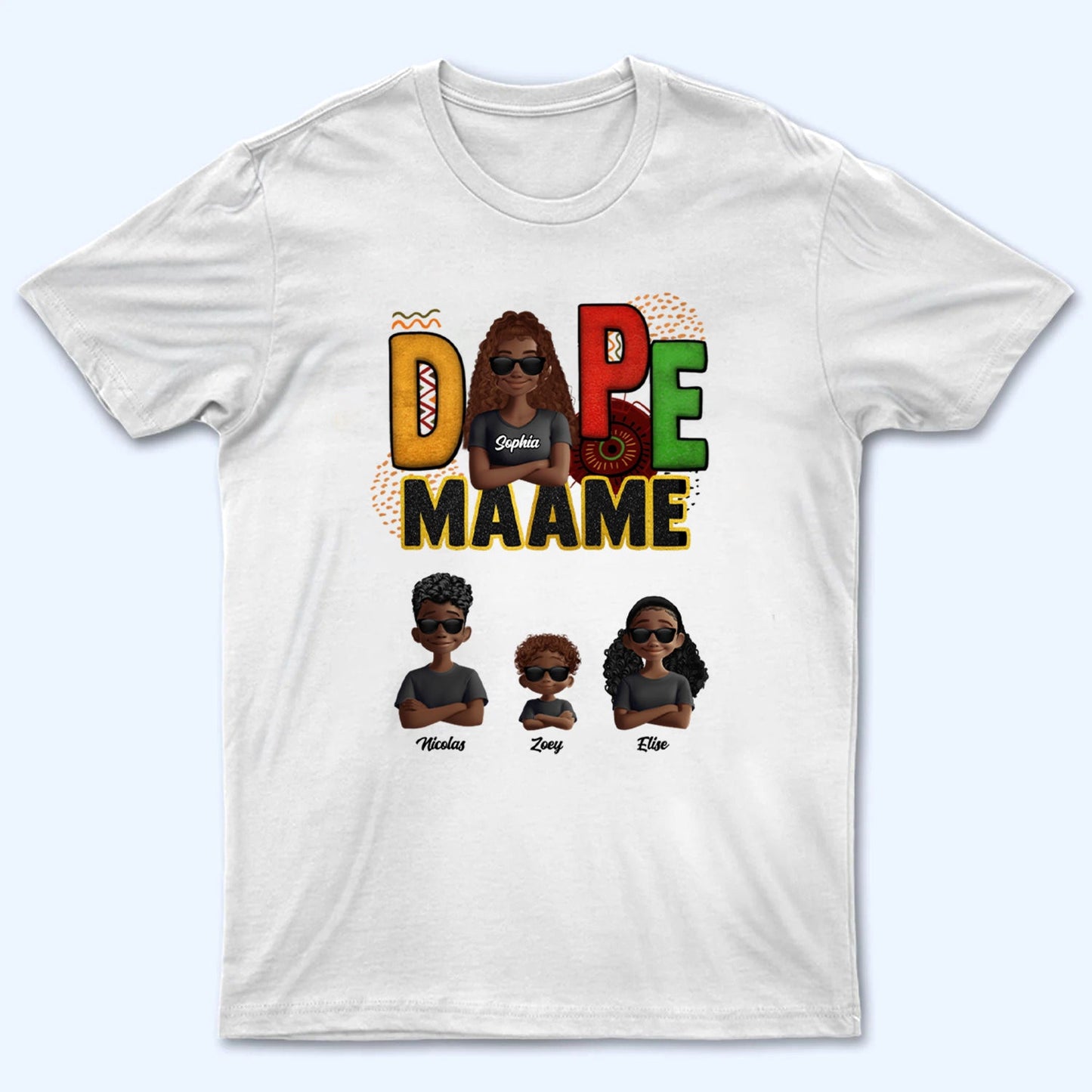 Dope Black Mom - Personalized Custom T Shirt -  Gift For Black Mom, Black History Month, Juneteenth