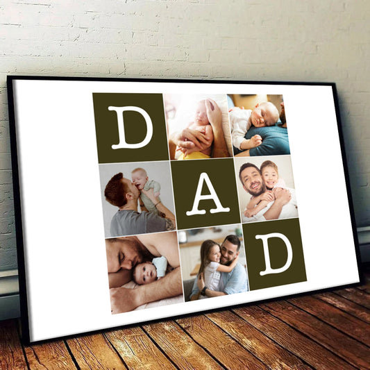 Custom Photo Father's Day Collage - Personalized Poster/Canvas - Father's Day Gift, Birthday Gift For Dad, Daddy