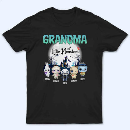 Grandma Of These Little Monsters - Personalized Custom T Shirt - Halloween Gift for Grandma/Nana/Mimi, Mom, Wife, Grandparent