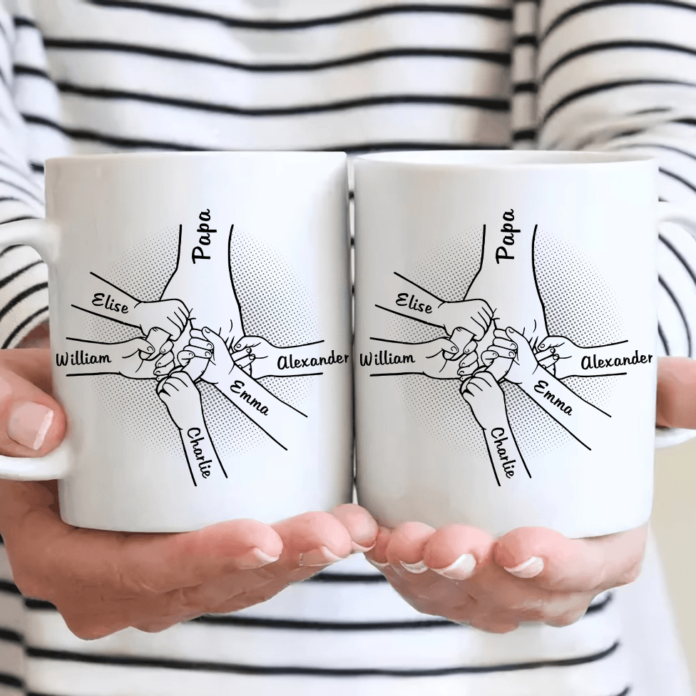 Best Papa Ever Holding Hand - Personalized Mug - Custom Father's Day, Birthday Gift For Dad, Papa, Grandpa