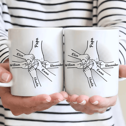 Best Papa Ever Holding Hand - Personalized Mug - Custom Father's Day, Birthday Gift For Dad, Papa, Grandpa
