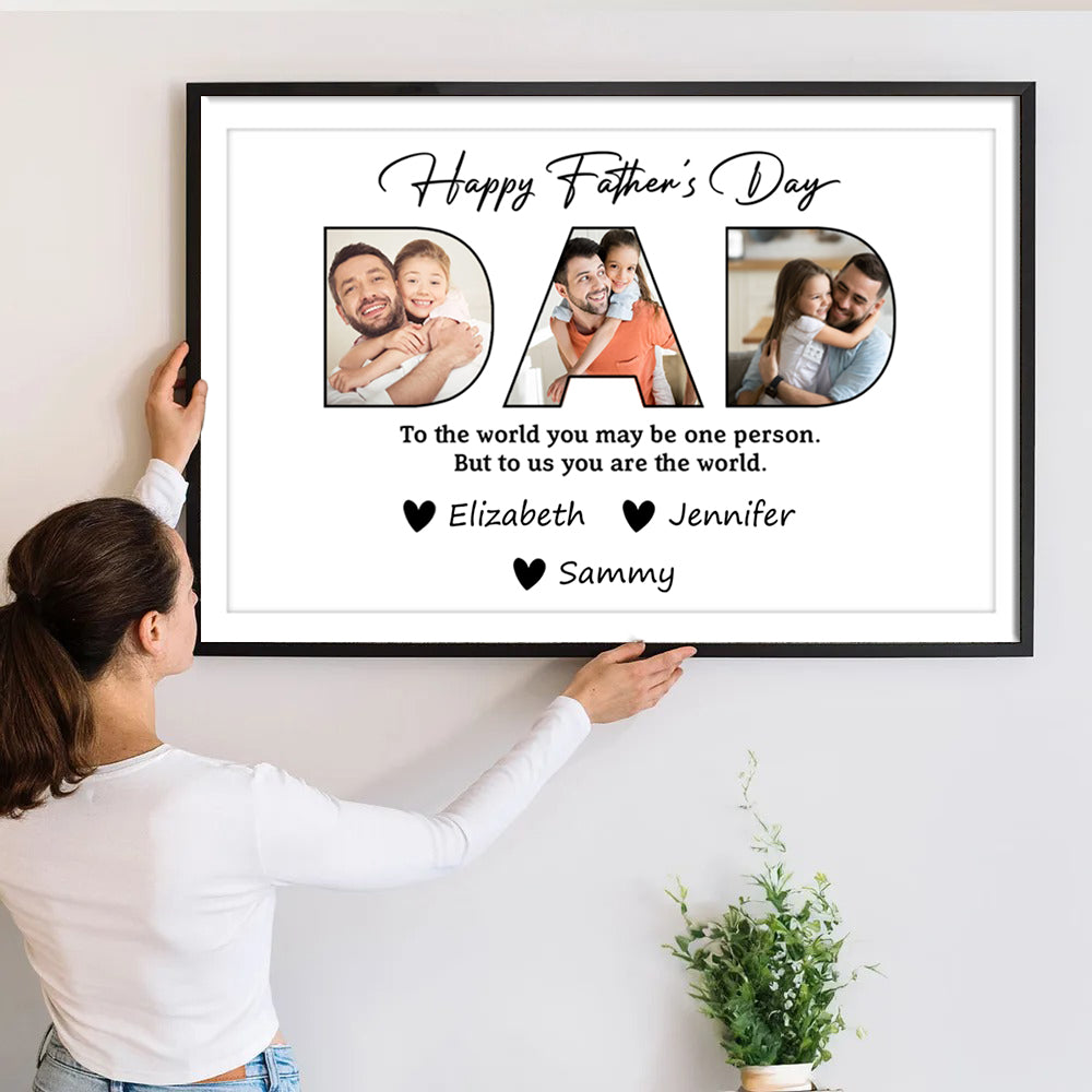Custom Photo Happy Father's Day To Dad - Personalized Poster/Canvas - Gift For Dad, Grandpa, Father's Day
