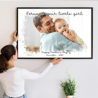 Custom Photo Dad and Kid Portrait - Personalized Poster/Canvas - Father's Day Gift For Dad, Daddy