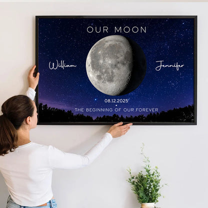 Our Moon Couple Gift Moon Phase - Personalized Poster/Canvas - Gift For Her/Him, Husband/Wife, Couples on Anniversary, Valentine's Day