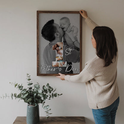 Custom Photo 1st Father's Day - Personalized Poster/Canvas - New Dad Gift From Wife, First Father's Day