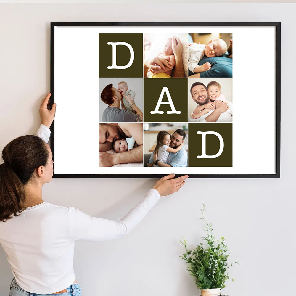 Custom Photo Father's Day Collage - Personalized Poster/Canvas - Father's Day Gift, Birthday Gift For Dad, Daddy