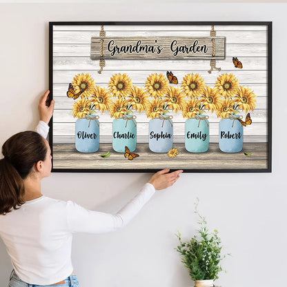 Grandma‘s Garden Sunflower Vase - Personalized Poster/Canvas - Gift for Grandma, Nana, Grandparent