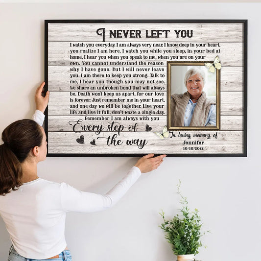 Custom Photo I Never Left You - Memorial Gift - Personalized Canvas For Family Members, Loss of Mom, Dad