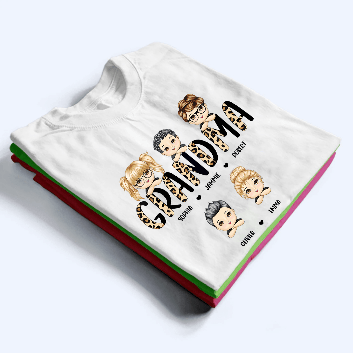 Leopard Grandma Title - Personalized Custom T Shirt - Gift for Grandma/Nana/Mimi, Mom, Wife, Mother's Day