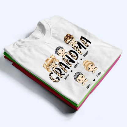Leopard Grandma Title - Personalized Custom T Shirt - Gift for Grandma/Nana/Mimi, Mom, Wife, Mother's Day
