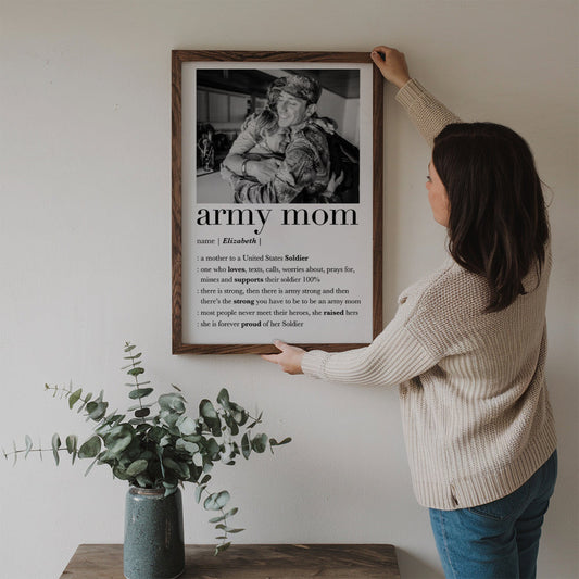 Custom Photo Army Mom - Personalized Poster/Canvas - Gift For Soldier Mother, Mothers Day Gift