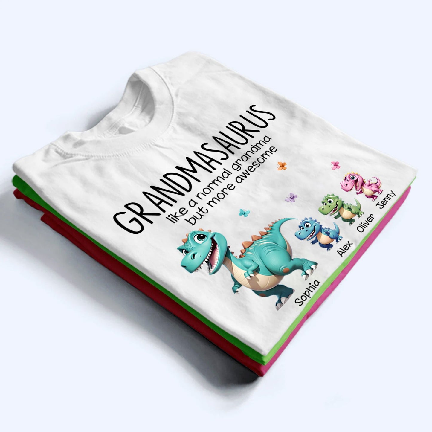 Grandmasaurus And Kids 3D Effect Dinosaurs - Personalized Custom T Shirt -  Gift for Grandma, Nana, Grammy