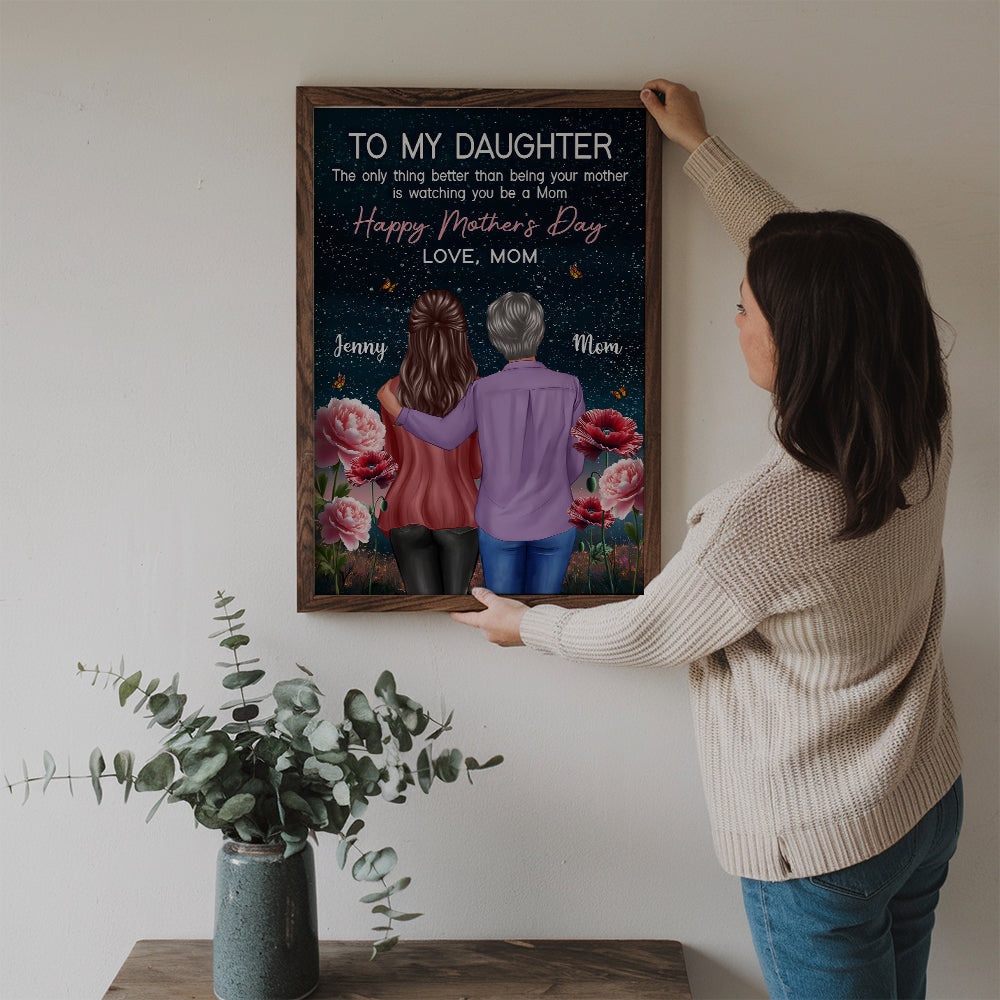 Birth Flower At Night To My Daughter From Mom - Personalized Poster/Canvas - Mother's Day Gift For Daughter