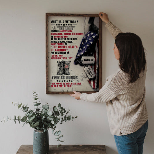 Personalized Name Proud Veteran - Personalized Poster/Canvas Print - Gift For Military Veteran Dad Grandpa Veteran