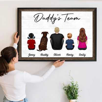 Daddy‘s Team Family Sitting - Personalized Poster/Canvas - Father's Day Gift, Birthday Gift For Dad, Daddy