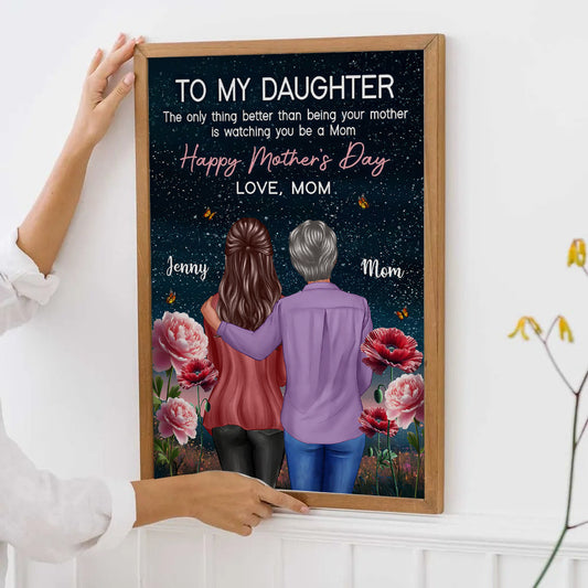 Birth Flower At Night To My Daughter From Mom - Personalized Poster/Canvas - Mother's Day Gift For Daughter