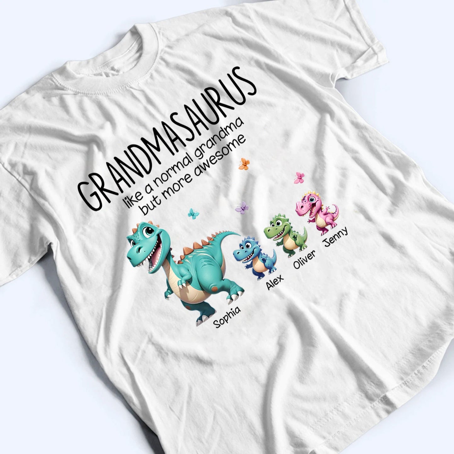 Grandmasaurus And Kids 3D Effect Dinosaurs - Personalized Custom T Shirt -  Gift for Grandma, Nana, Grammy