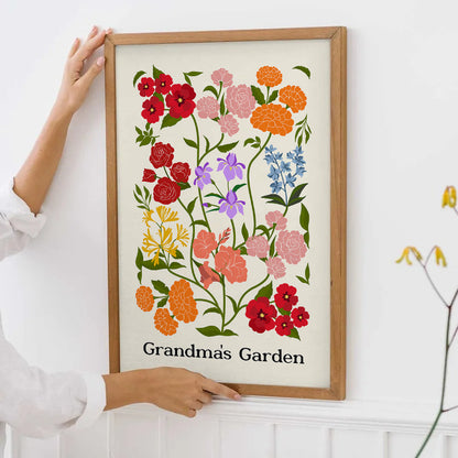 Custom Family Birth Flower Bouquet Artwork Minimalist - Personalized Poster/Canvas - Mother's Day Gift For Mom, Grandma