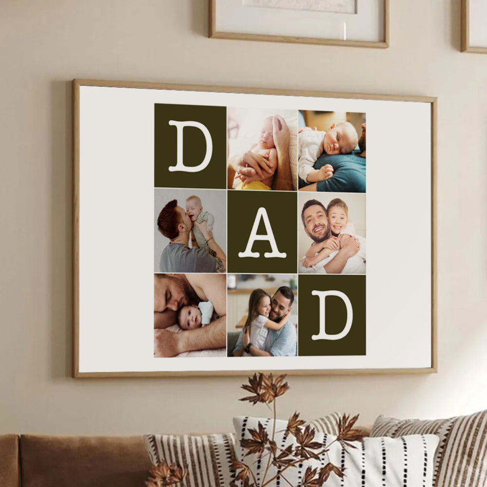 Custom Photo Father's Day Collage - Personalized Poster/Canvas - Father's Day Gift, Birthday Gift For Dad, Daddy