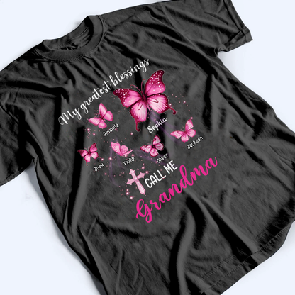 My Greatest Blessings Butterfly - Personalized Custom T Shirt - Christmas Gift for Grandma/Grandparent