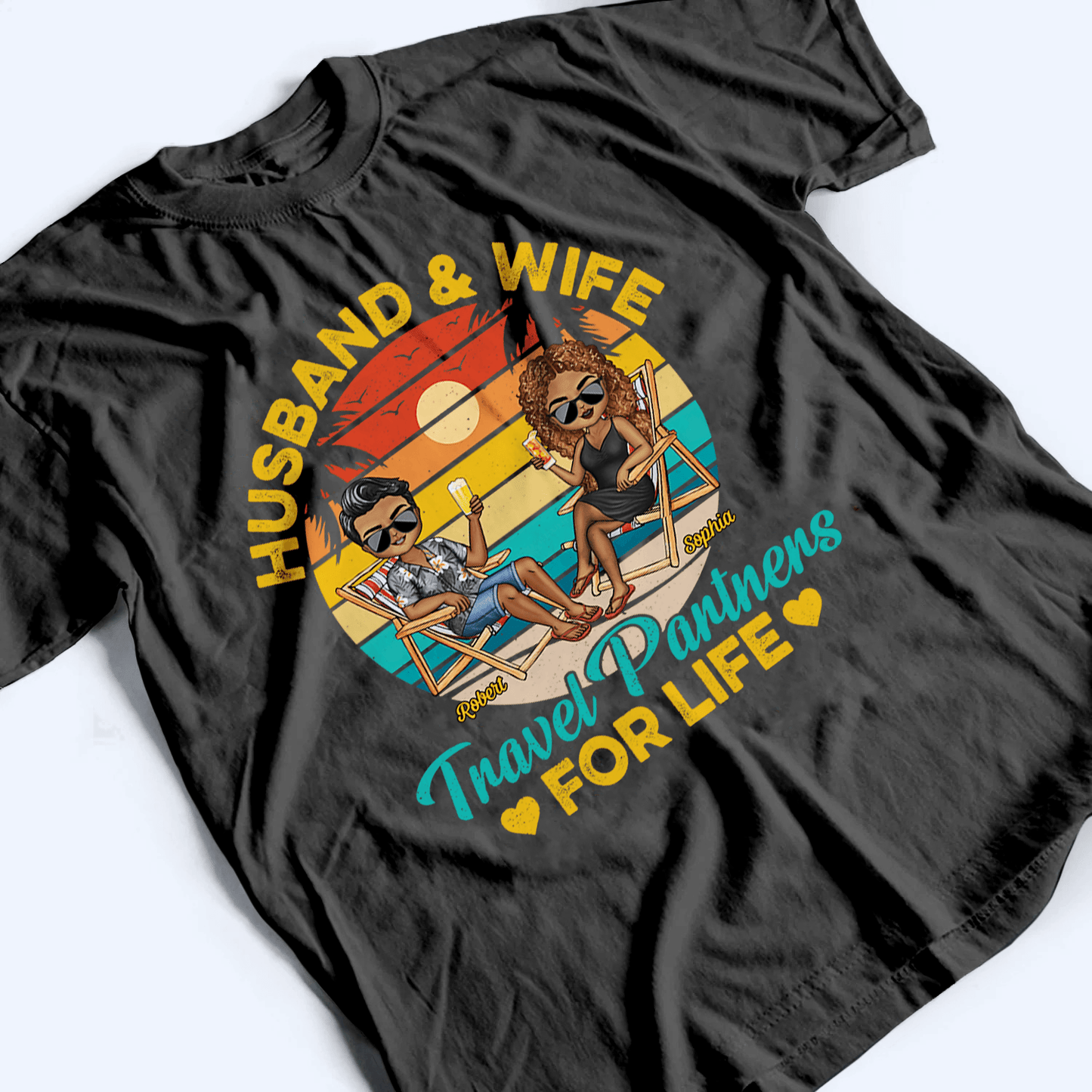 Husband And Wife Travel Partners For Life - Personalized Custom T Shirt - Personalized Family Gift For Family Members, Mom and Dad, Summer Vacation