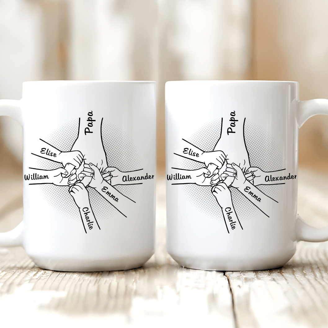 Best Papa Ever Holding Hand - Personalized Mug - Custom Father's Day, Birthday Gift For Dad, Papa, Grandpa