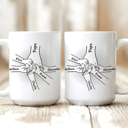 Best Papa Ever Holding Hand - Personalized Mug - Custom Father's Day, Birthday Gift For Dad, Papa, Grandpa