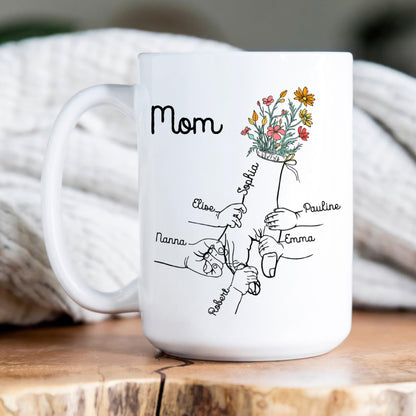 Holding Grandma's Hand - Personalized Mug - Gift for Grandma, Mother's Day