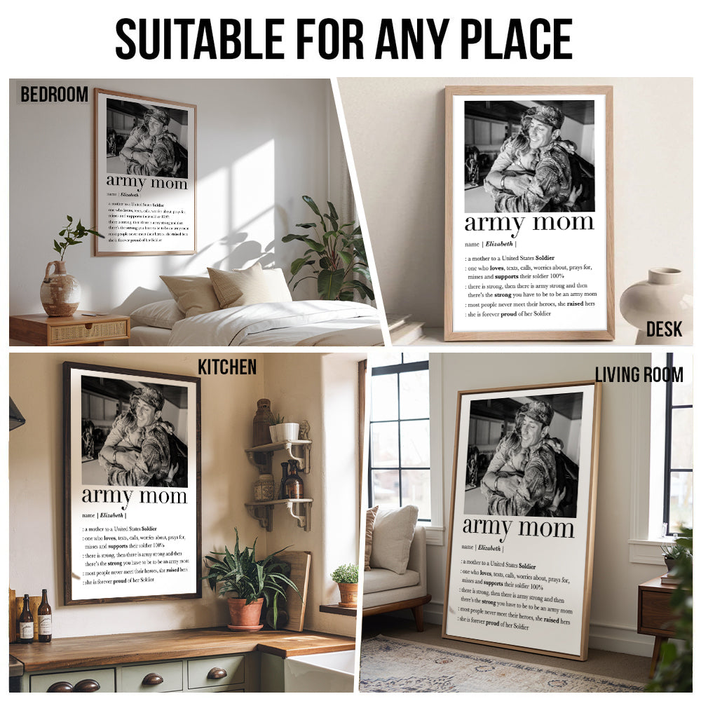 Custom Photo Army Mom - Personalized Poster/Canvas - Gift For Soldier Mother, Mothers Day Gift