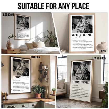 Custom Photo Army Mom - Personalized Poster/Canvas - Gift For Soldier Mother, Mothers Day Gift