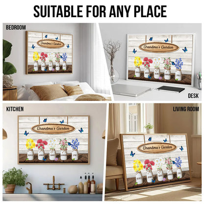 Grandma‘s Garden Watercolor Birth Month Flowers - Personalized Poster/Canvas - Gift for Grandma, Mom