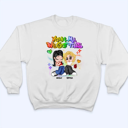 LGBT Y2K Couple Personalized Custom T Shirt -  Gift For Her/Him, Husband/Wife, Couples on Anniversary, Pride Month