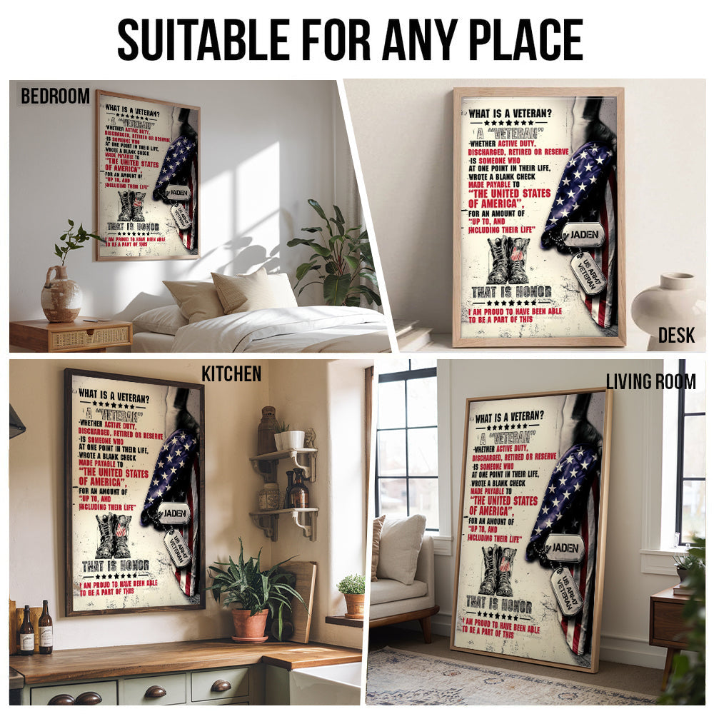 Personalized Name Proud Veteran - Personalized Poster/Canvas Print - Gift For Military Veteran Dad Grandpa Veteran