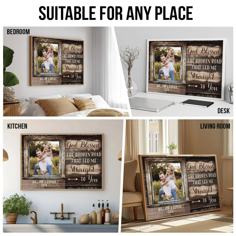 Custom Photo - God Bless Me Straight To You - Personalized Poster/Canvas - Gift For Her/Him, Husband/Wife, Couples on Anniversary, Valentine