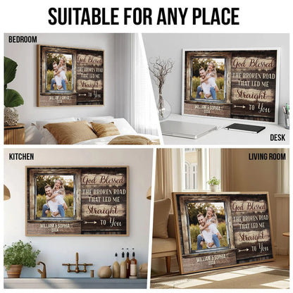 Custom Photo - God Bless Me Straight To You - Personalized Poster/Canvas - Gift For Her/Him, Husband/Wife, Couples on Anniversary, Valentine