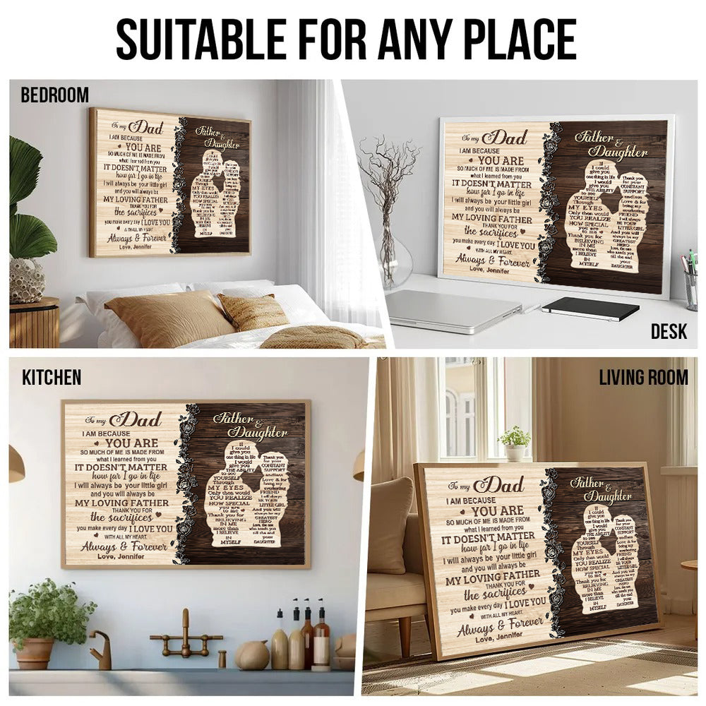 To My Dad From Daughter - Personalized Poster/Canvas - Father's Day Gift, Birthday Gift For Dad, Daddy