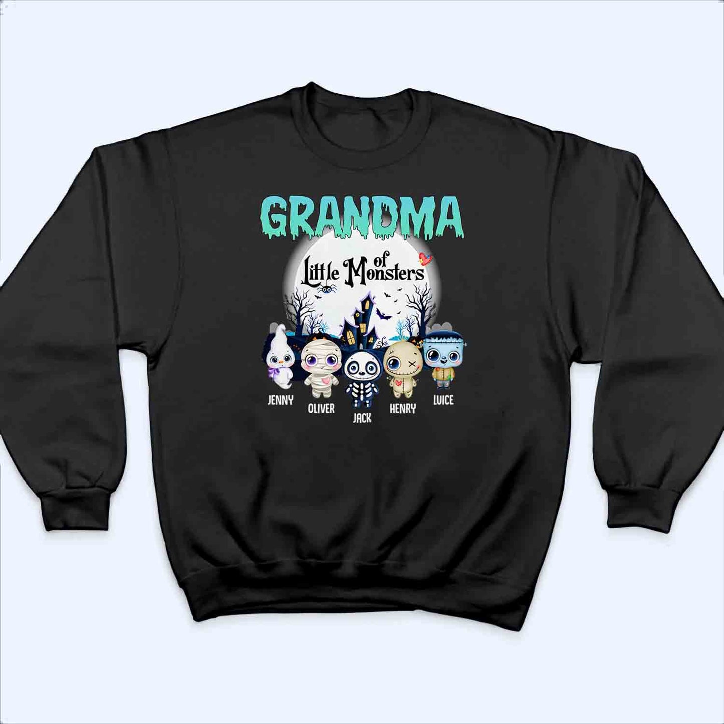 Grandma Of These Little Monsters - Personalized Custom T Shirt - Halloween Gift for Grandma/Nana/Mimi, Mom, Wife, Grandparent