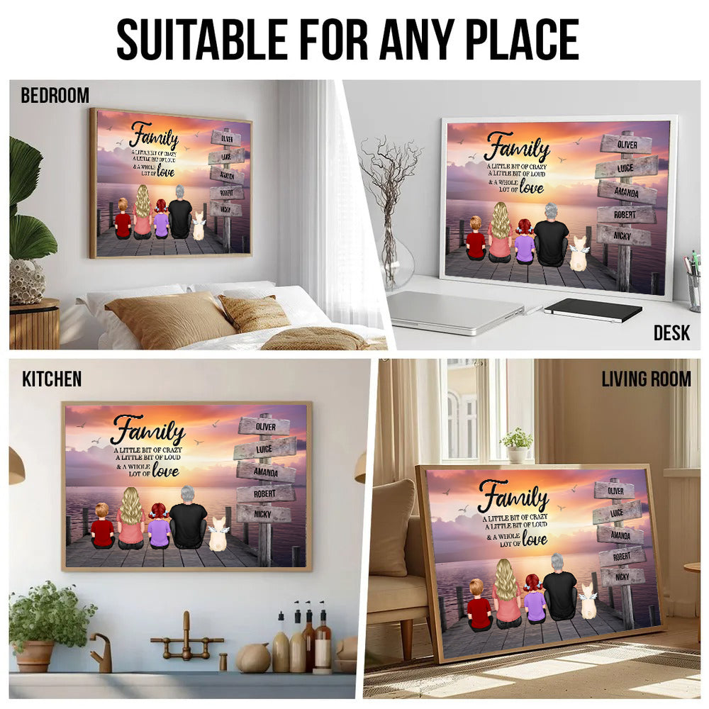 Retro Vintage Family A Little Whole Lot of Love Sign Posts - Personalized Poster/Canvas - Gift For Family Members, Mom and Dad
