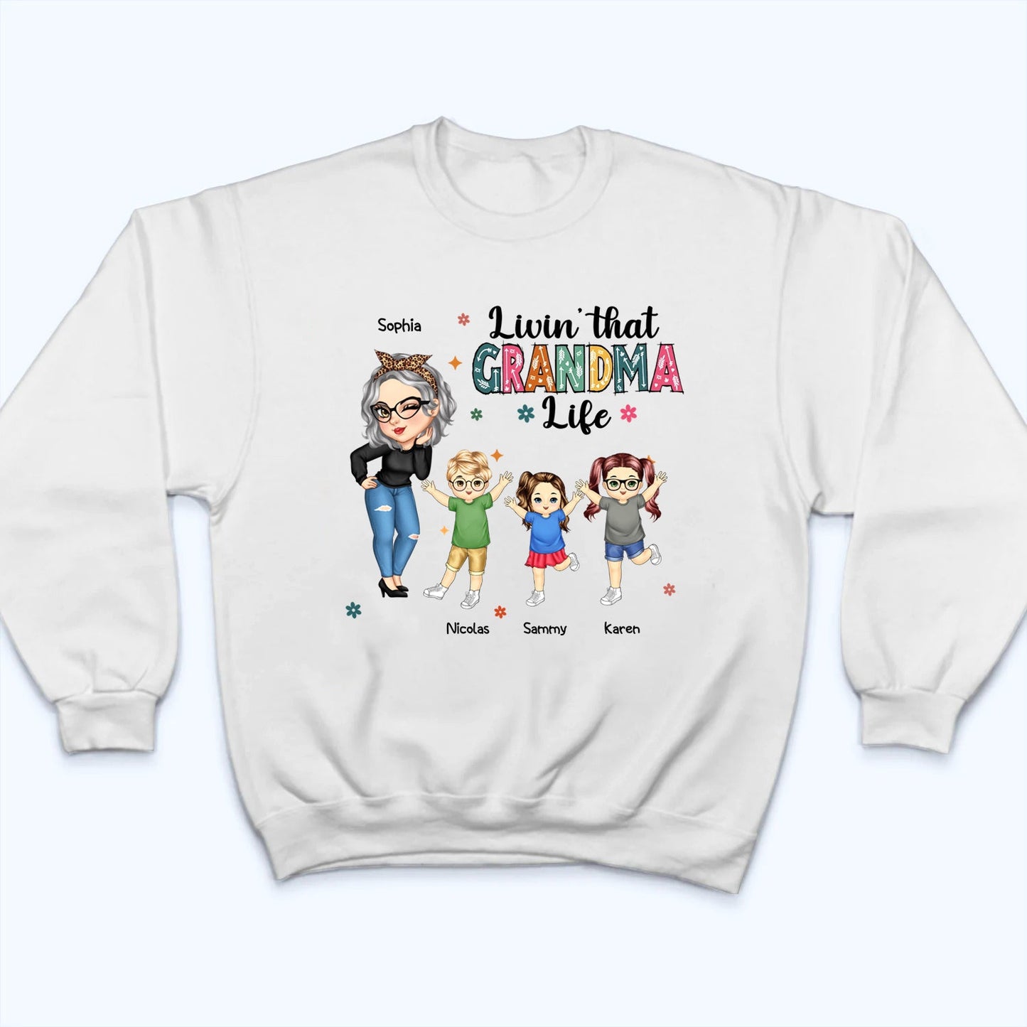 Living That Grandma Life - Personalized Custom T Shirt - Gift for Mom, Grandma, Nana, Grammy