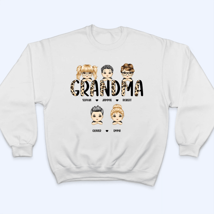 Leopard Grandma Title - Personalized Custom T Shirt - Gift for Grandma/Nana/Mimi, Mom, Wife, Mother's Day