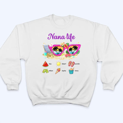 Grandma Life Sunglasses Beach Vibes Summer Vacation - Personalized Custom T Shirt - Gift for Grandma/Nana/Mimi, Mom, Wife, Grandparent