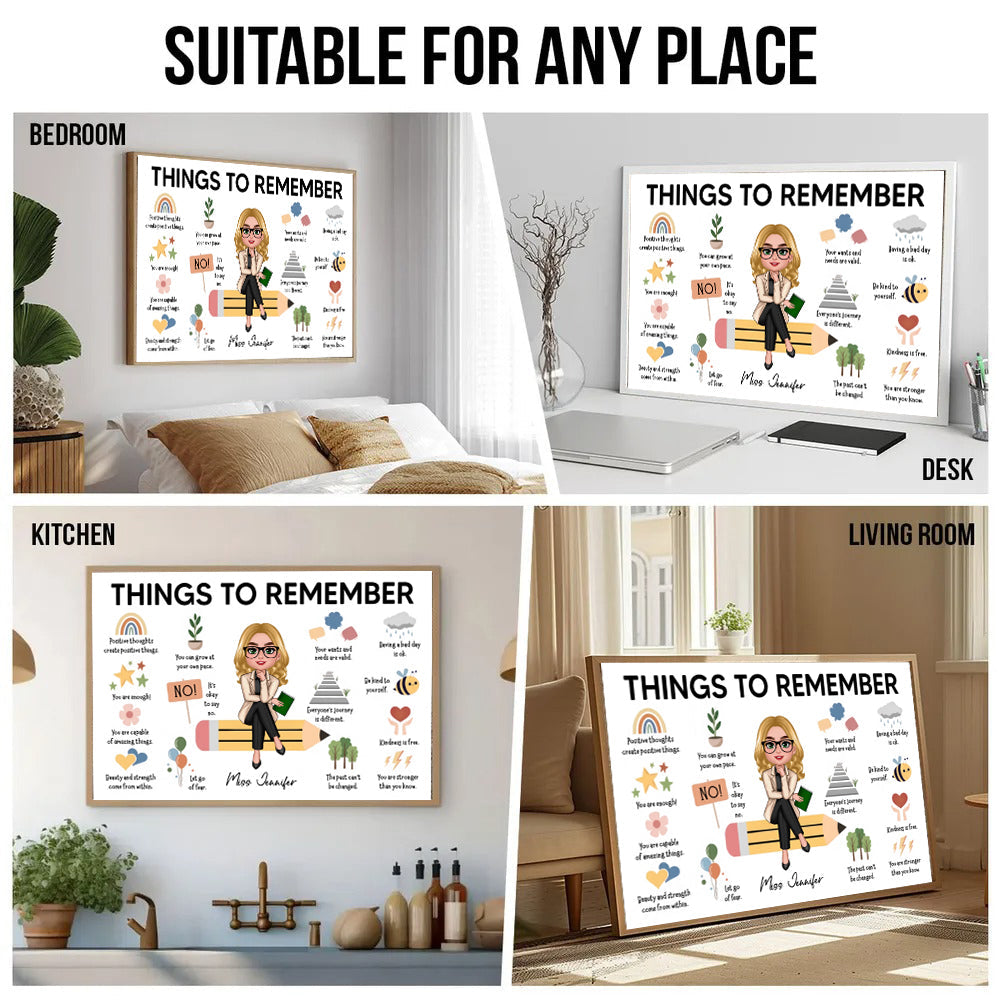 Things to Remember Gift For Teacher - Personalized Poster/Canvas - Back To School, 1st Day of School - Custom Gift For Teachers & Educators, Classroom Decoration