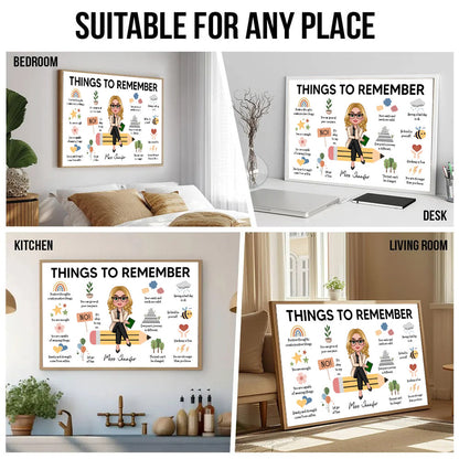 Things to Remember Gift For Teacher - Personalized Poster/Canvas - Back To School, 1st Day of School - Custom Gift For Teachers & Educators, Classroom Decoration