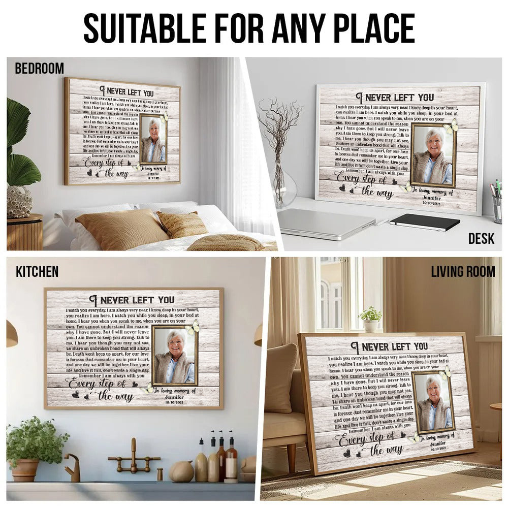 Custom Photo I Never Left You - Memorial Gift - Personalized Canvas For Family Members, Loss of Mom, Dad