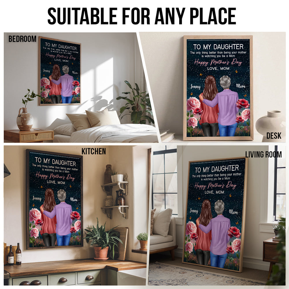 Birth Flower At Night To My Daughter From Mom - Personalized Poster/Canvas - Mother's Day Gift For Daughter