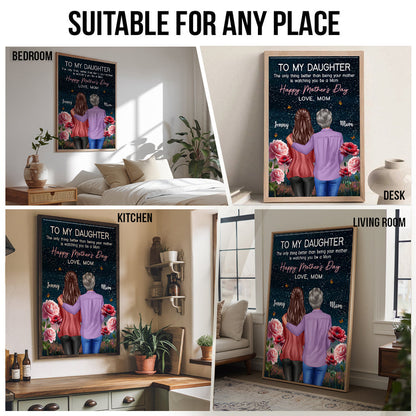 Birth Flower At Night To My Daughter From Mom - Personalized Poster/Canvas - Mother's Day Gift For Daughter